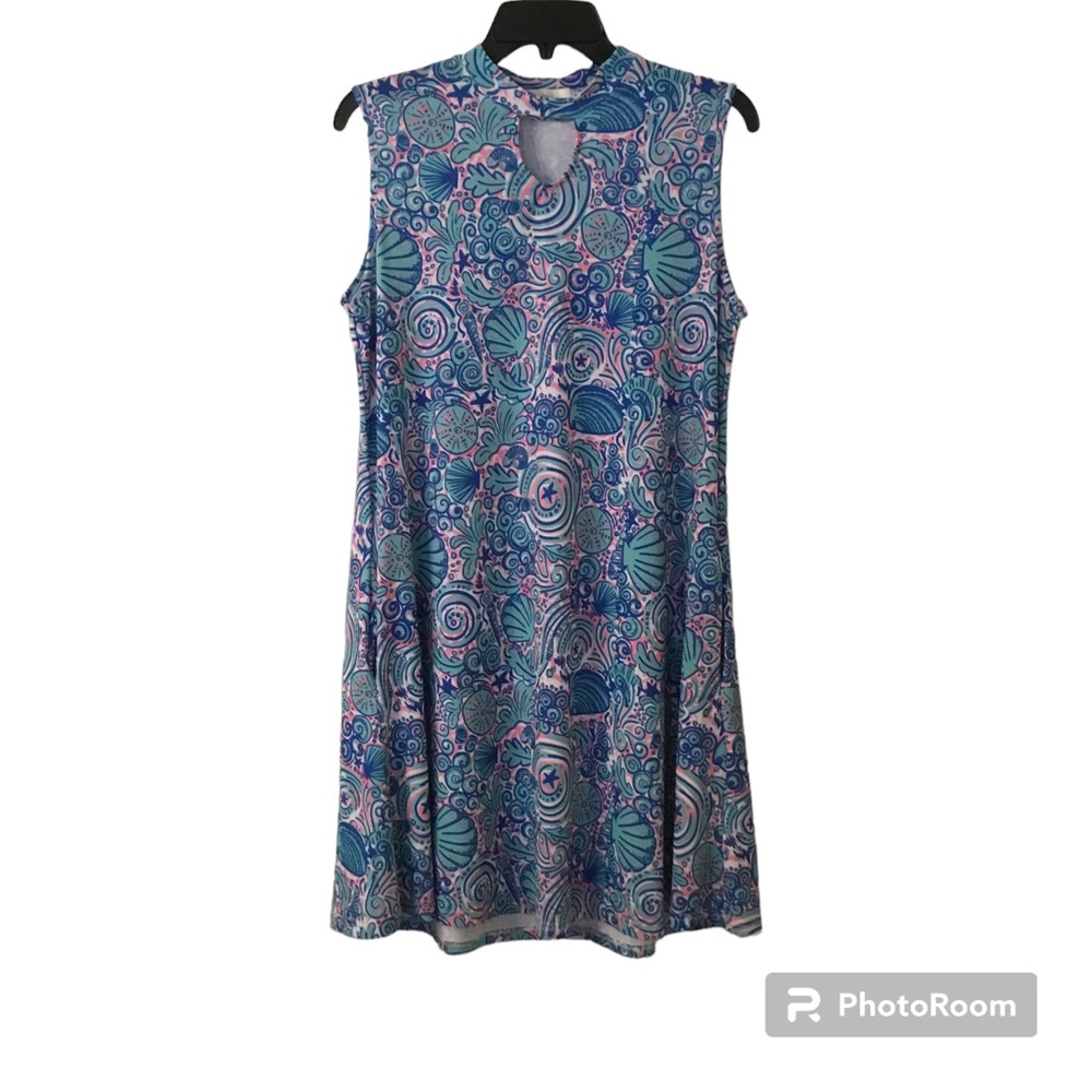 Simply Southern Seashell Sleeveless Dress with Pockets Medium